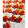 Boucles d'oreilles à clous, bijoux faits à la main, esthétique, délicat, mignon, Style Fruit, fraise rouge, émail pour femmes et filles