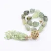 Подвесные ожерелья Guaiguai Jewelry Natural Green Prehnite Quartz с громким грубым ожерельем Cz Paved Ball Connetor Pearl