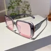 Solglasögon vintage överdimensionerade fyrkantiga kvinnor mode enkel godisfärg nyanser glasögon 2023 i retro varumärkesdesign solglasögon