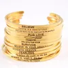 Bangle H-L Начальное золото 2023 Цитаты тренды мантра браслеты 316L из нержавеющей стали с открытой манжетой моды вдохновляющие ювелирные изделия