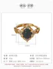 Cluster Ringe 925 Sterling Silber Vergoldet Hetian Jade Qiemo Blau Ring Persönlichkeit Mode Rhombus Hohl Damen
