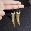 Dangle Earrings Hollow Triangle Geometric Earring For Women Exaggerated Gold Color Long Tassel Rhinestone Crystal Jewelry