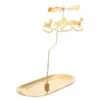 Portacandele Candeliere rotante Votive in oro Tavolo da pranzo Supporto da tavolo rotante Display in lega di zinco ruotabile