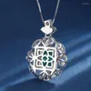 Kolye Küpe Seti Springlady Zarif Laboratuvar 10 12mm Kare Tourmaline Emerald Sounded Women Luxury Party Fine Jewelry