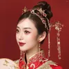 Ketting Oorbellen Set Traditionele Chinese Stijl Kroon Voor Bruid Bruiloft Haaraccessoires Vintage Hoofddeksels Cosplay Hanfu Hoofdtooi