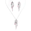Halskette Ohrringe Set Elegante Luxus Damen Perlen Anhänger Sets Klarer Kristall Zirkonia Für Brautkleid Zubehör Party Dress-Up