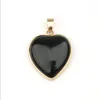 Pendant Necklaces Romantic Style Light Yellow Gold Color Love Heart Green Turquoises Stone For Gift Black Agates Jewelry