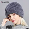 BeanieSkull Caps Sombrero de piel de invierno de conejo para mujer Gorro de punto de piel real ruso headgea Gorros de invierno cálidos Marca de moda Sombrero de piel de conejo 231113