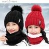 Chapeaux et foulards Ensembles d'hiver écharpe tricotée ensemble de chapeaux femmes filles couleurs unies en plein air chaud épais chaud Skullies bonnets Cs blanc noir Beige vin rouge L231113