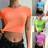 Dames T-shirts Sexy mesh Tops Zie door T-shirt korte mouw crop top dames bikini bedek zomersmode strand badkleding badkleding