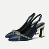 Scarpe eleganti Sapatos Femininas Moda elegante europea Tacco alto alla moda per le donne Lady Primavera Estate Blu navy Comfort Décolleté F1079