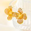 Boucles d'oreilles tendance coréenne en cuivre strass fleur fête d'anniversaire bijoux de luxe accessoires de mode créatifs pour femmes cadeau