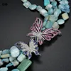 Hänge halsband guaiguai smycken 5 rader mix-form amazonites aquamarines jades crystal halsband cz kontakt för kvinnor