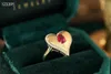 Anéis de cluster XCL PEACH HEART STYLE 18K RING FINE JEWELRY PARA LADY PARTY WEWDDING