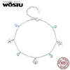 WOSTU % 925 Sterling Zilver Zomer Oceaan Enkelbandje met Nanometer Steen Opaal Originele O-ketting Voor Vrouwen Armband Sieraden FNT006 Q231113