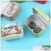 Förvaringslådor BINS 12 -stycken/Lot Portable Mini Metal Tin Box Mtiple Pattern Print Makeup smycken Pill med lock Presentförpackning 2111 Otise