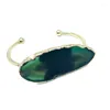 Bangle Natural Stone Hand Jewellery Irregular Nature Agates Slice Half Open Bangles For Women Gold Color Charms Bracelet