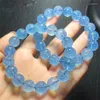 Bangle Natural Aquamarine Fretwork Bead Bransoletka moda Kobiety uzdrawianie biżuterii kamień szlachetny Reiki Energy Stone Holiday 1pcs 12 mm