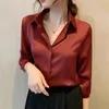 Blouses pour femmes en mousseline de soie Blouse dame de haute qualité à manches longues couleur unie printemps automne décontracté femmes chemises habillées grande taille 2XL