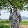 Jaktuppsättningar 3D Snowfield Camo Hooded Camouflage Clothing Ghillie Suits Set for Hunting Snow Wild Camo Set 231113