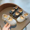 Flat Buty Girls Rhinestone 2023 Autumn Fashion Performance for Kids Student Children's Princess 2 Colours 21-30