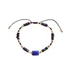 Pulseira de miçanga lapis natural lazuli vintage minimalista da moda Bohemian Hand tecida