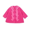 Manteau filles veste 23 hiver rose laine d'agneau arc enfants coton chaud Version coréenne des vêtements pour enfants de la fille 231113