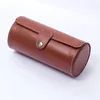 Jewelry Pouches Round Storage Box 3 Slot PU Leather Watch Bangle Bracelet Organizer Collection Holder Pouch Display Packaging Gift Case