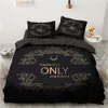 Наборы постельных принадлежностей 3D Black Sets Пуховой одеял одеял Cover Set Set Set Linen Pillowcase King Queen 245x210 см. Размер только золотой дизайн печатанный 230413