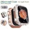 Andra modetillbehör Watch Case+Tempered Glass för Apple Watch 8 Case 45mm 41mm 44mm 40mm Full Diamonds Bumper For IWatch Series 8 7 6 SE 5 4 3 Cover J230413