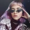 Sonnenbrille Punk Randlos Cat Eye Frauen Luxus Weibliche Metallrahmen Spiegel Objektiv Vintage Marke Schmale Dreieck Cateyes Sonnenbrille UV400