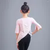 Palco desgaste meninas rosa borboleta dança latina tops meia manga tango dança de salão traje rumba smaba chacha prática dancewear ys5216