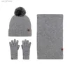Hats Scarves Sets 3PC Set 2023 Winter Knitted Hat Scarf and G Sets Women Fashion Keep Warm Thick Soft Scarves Set Christmasparel AccessoriesL231113