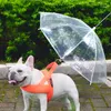 Abbigliamento per cani 50LB Ombrello per animali domestici con gancio per guinzaglio trasparente impermeabile per passeggiate all'aperto adatto piccolo