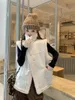 女性のベスト冬の毛皮のベスト女性フェイクシープスキンウエストコートシックレディスエードフリース温かい女性袖のないモータージャケット