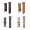 Andra modetillbehör Designer Smart Watch -remmar för Apple Watch Band Series 1 2 3 4 5 6 38mm 40mm 42mm 44mm PU Leather Smartwatches Strap Replacement W J230413