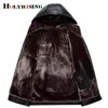 Hommes en cuir Faux Holyrising hommes veste en cuir à capuche amovible grande taille velours rembourré hommes chaud PU vestes manteaux 19066 231113