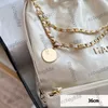 Kadın Yağ Balmumu Beyaz 22 Alışveriş Çantaları Para Şanslı Terbman Altın Metal Donanım Matelasse Chian Crossbody Soukder Çanta ile Poşet 36X36cm