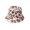 Berets WENYUJH Leopard Print Autumn Winter Fisherman Hat 2023 Korean Women Thermal Bowler Fashion Coldproof Basin Warm