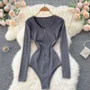 NXY Autumn New Rompers Female Long Sleeve Solid Sexig Slim Jumpsuits Fashion Korean Streetwear Short Bodysuit 230328