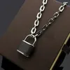 Classic Brand V Pendant Necklace Luxury Lock Head Aging Leather Thick Women's Necklace High Quality 18k Gold Designer Necklace Gift