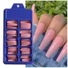 Faux ongles 100 pièces/boîte couleur unie Long cercueil faux gris presse sur ongles Art conseils mat couverture complète manucure outils MS01-10