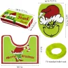 Grinch Christmas Decorations Xmas Bathroom Sets Grinchs Decor Toilet Seat Cover and Rug for Indoor Home Set of 4 1113