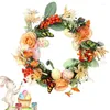 Decorative Flowers Easter Wreath Decorations 11.81in Cute Floral Happy Sign With Egg Butterfly Red Berries Colorful