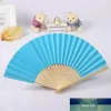 100pcs Wedding Favors Gifts Elegant Solid Candy Color Silk Bamboo Fan Cloth Wedding Hand Folding Fans+DHL Free Shipping Wholesale