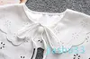 Papillon colletto finto con risvolto bianco per donna camicia staccabile con ricamo floreale coreano collo falso con scialle