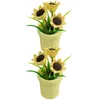 Dekorativa blommor 2 PCS Office Desk Accessories Mini Poted Plants Centerpieces Tables Sunflower Ornament Miniature House Decorations Toy