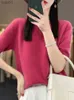 Women's Sweaters Half Sle Cashmere Women Knitted Sweaters 100% Pure Merino Wool Spring Fashion O-Neck Top Pullover Non-Connect One LineL231113