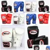 Protective Gear 10 12 14 Oz Boxing Gloves Pu Leather Muay Thai Guantes De Boxeo Fight Mma Sandbag Training Glove For Men Women Kids Dh1Qg