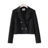 Damen Anzüge Mantel Frühling Damen Vintage Blazer Oberbekleidung Korean Fashion Crop Top Damen Langarm Chic und Elegant Arbeitsbüro Jacke